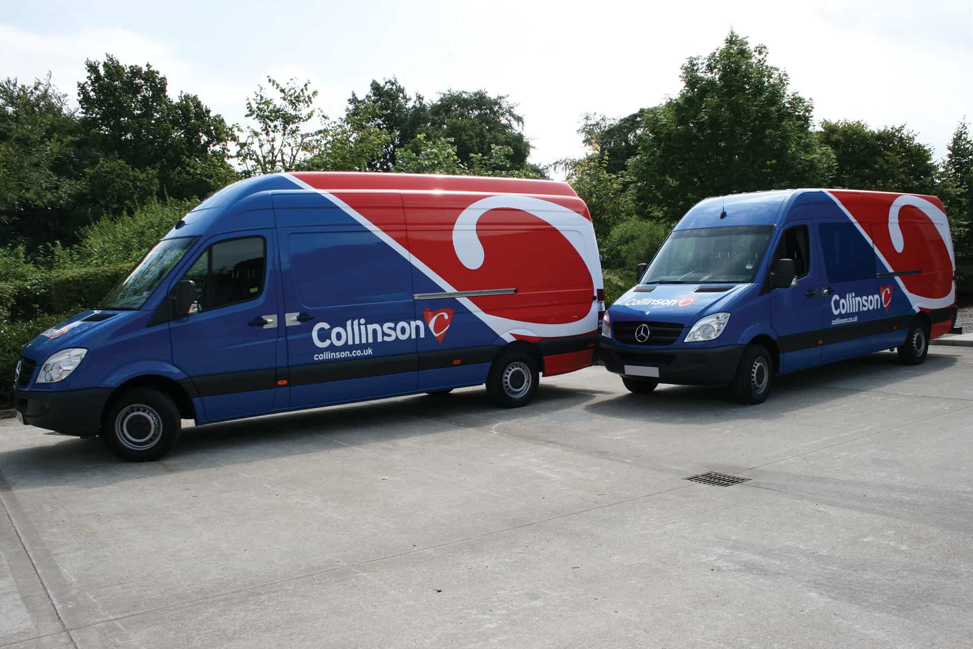 Collinson - fleet full van wrap colour change red, white and blue wrapping vinyl