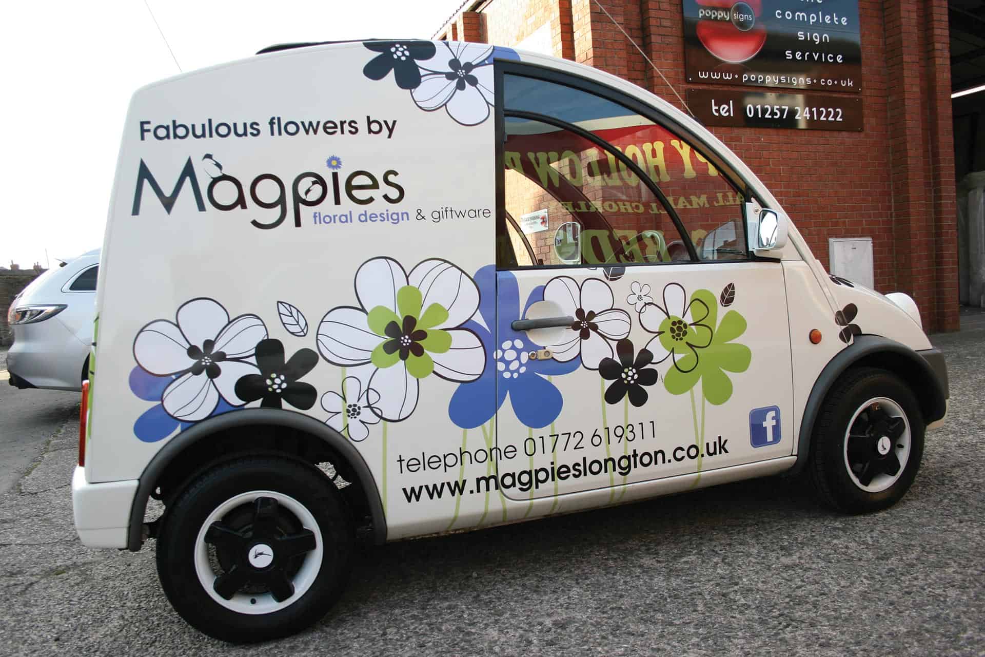 Magpies Floral Design & Fitware - digitally printed contour cut vinyl